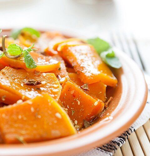 Тыква в медово-мятном соусе