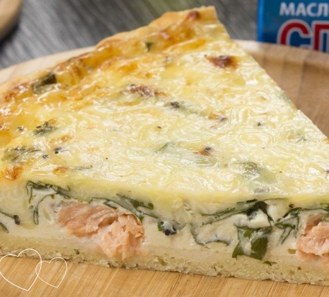 Вкусный киш с горбушей и шпинатом для семейного ужина